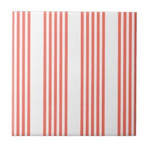 Carreau Corail vivant et blanc cinq bandes motif