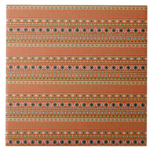 Carreau Coral Aztec Style Sud-Ouest Motif (Devant)