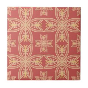 Carreau Coral Blush Jaune Tropical Sunset Floral