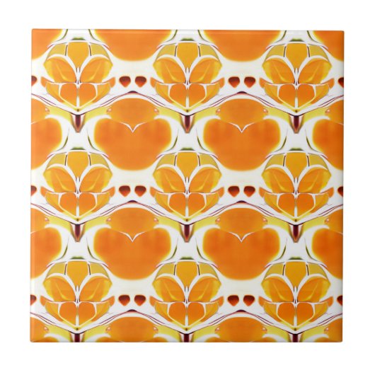 Carreau Coral Orange et crème Batik Motif (Devant)