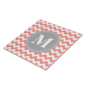 Carreau Coral rose Chevron Zigzag Gris Monogramme (Côté)