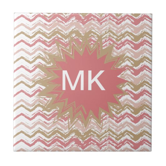 Carreau Coral Spice Scribble ZigZag Chevron Motif (Devant)