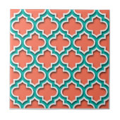 Carreau Coral Teal White Moroccan Quatrefoil #5DS (Devant)