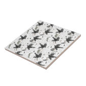 Carreau Corbeau noir, lune et Plante sauvage (Côté)