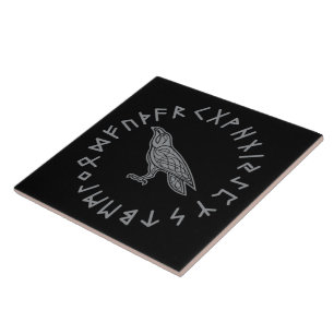 Carreau Corbeau Odin Viking Mythologie runes runique