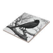 Carreau Corbeau perché sur des branches nues d'hiver (Côté)