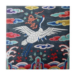 Carreau Coréen Grue colorée aux oiseaux Oriental