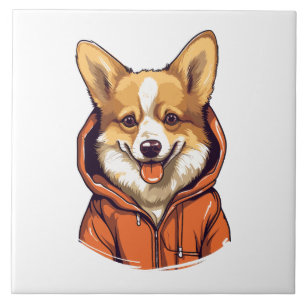 Carreau Corgi Drôle Portant un Sweat à Capuche