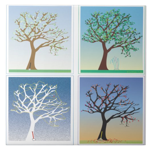 Carreau Cornouiller en quatre saisons (Devant)