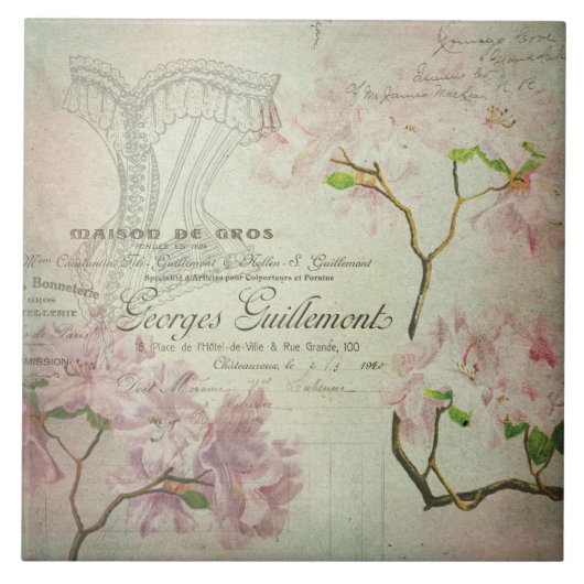 Carreau Corset minable de fleurs de manuscrit français (Devant)