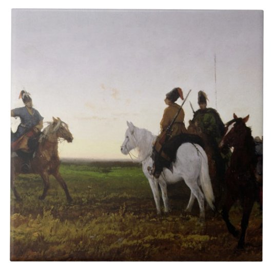 Carreau Cosaques à cheval, 1874 (huile sur la toile) (Devant)