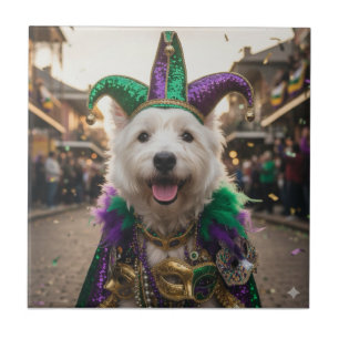 Carreau Costume de chien bouffon de Mardi Gras