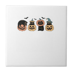 Carreau Costume de sorcière de citrouille de chat mignon d