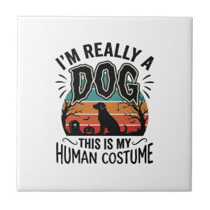 Carreau Costume Humain Chien Drôle Halloween Vintage Chien