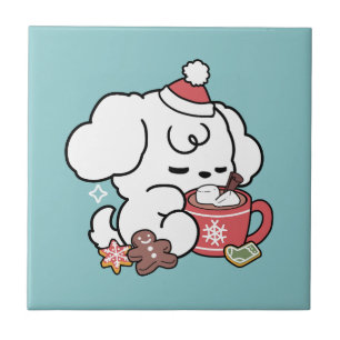 Carreau Cosy Puppy Dreams - Chocolat chaud et Noël