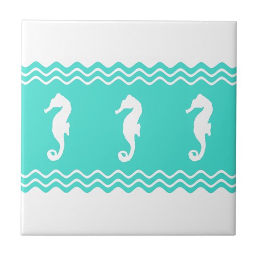 Carreau Côte Blanc Turquoise Océan Hippocampe (Devant)