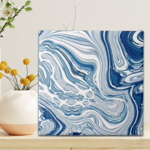 Carreau côte plage nautique vagues aquarelle bleu tourbill