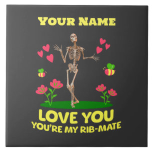 Carreau Côtes personnalisées squelette cadeau d'amour goth