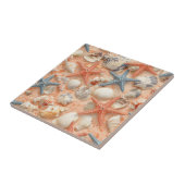 Carreau Côtière rustique - Coquillages, Poissons étoilés, (Côté)