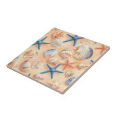 Carreau Côtière rustique - Coquillages, Poissons étoilés, (Côté)