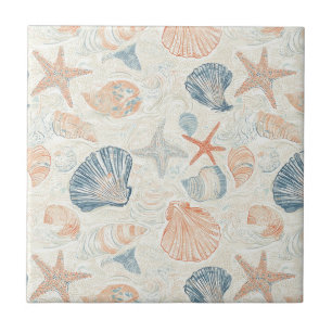 Carreau Côtière rustique - Coquillages, Starfish, Reef (25