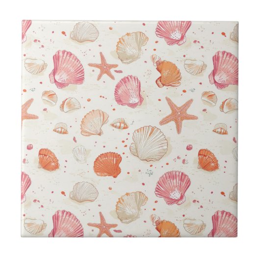 Carreau Côtière rustique - Coquillages, Starfish, Reef (28 (Devant)