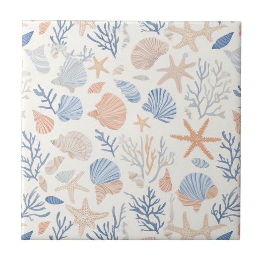 Carreau Côtière rustique - Coquillages, Starfish, Reef (34 (Devant)