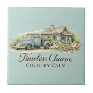 Carreau Cottage Fleur Sauvage Camion Bleu Vintage Calme