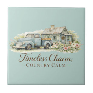 Carreau Cottage Fleur Sauvage Camion Bleu Vintage Calme