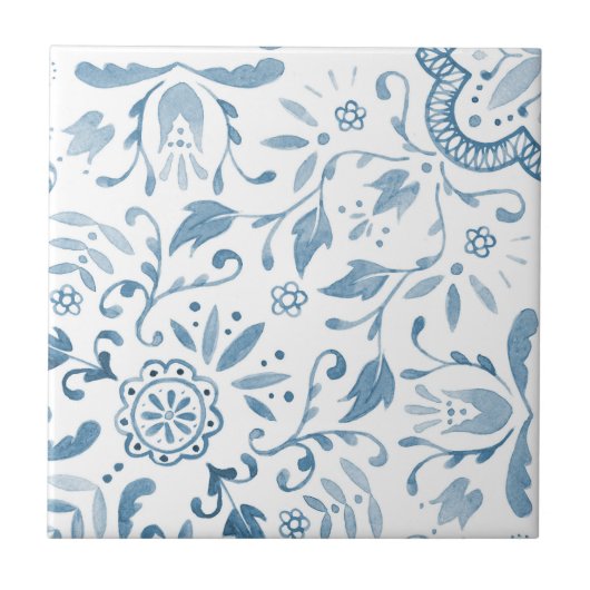 Carreau Cottage Floral Vintage Motif bleu (Devant)