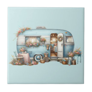 Carreau Cottagecore Camper Vintage Floral Accents Boho