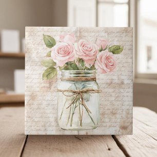 Carreau Cottagecore rustique mason jarre roses roses roses