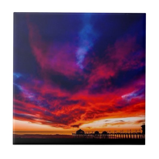 Carreau Coucher de soleil à la jetée, Huntington Beach, CA (Devant)