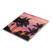 Carreau Coucher de soleil à travers les palmiers (Côté)