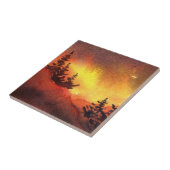 Carreau Coucher de soleil art original Pine Tree Tile (Côté)