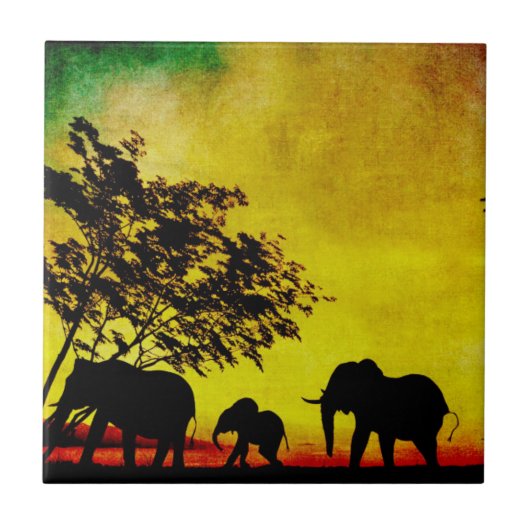 Carreau Coucher de soleil des éléphants (Devant)