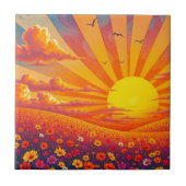 Carreau Coucher De Soleil Radieux Sur Un Paysage Whimsical (Devant)