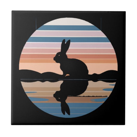 Carreau Coucher de soleil rétro de lapin (Devant)
