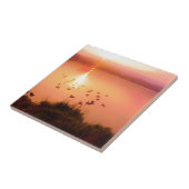 Carreau Coucher de soleil rose et de lac de pêche (Côté)