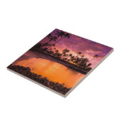 Carreau Coucher de soleil rose sur la plage d'Hawaii (Côté)