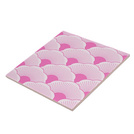 Carreau Coucher de soleil, rose tonique, texture béton (Côté)