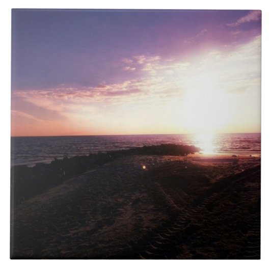 Carreau Coucher de soleil rose violet sur l'eau Côte du Go (Devant)