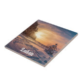 Carreau Coucher de soleil sur la côte de la mer d'hiver (Côté)