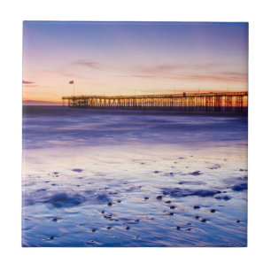 Carreau Coucher de soleil sur la jetée et la plage de Vent