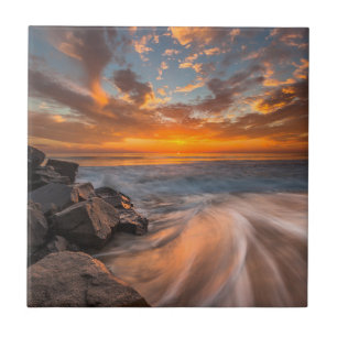 Carreau Coucher de soleil sur la plage de Tamarach