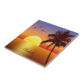 Carreau Coucher de soleil sur la plage tropicale (Côté)