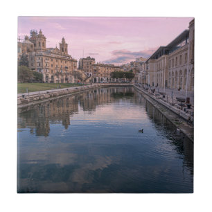 Carreau Coucher de soleil sur un petit canal à Cospicua, M