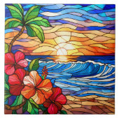 Carreau Coucher de soleil tropical au style verre tendu su (Devant)