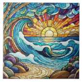 Carreau Coucher de soleil tropical au style verre tendu su (Devant)