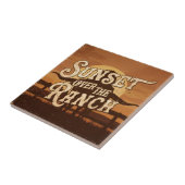 Carreau Coucher de soleil vintage sur le ranch (Côté)